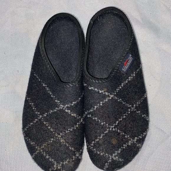 STEGMANN Wo Size 9 (measures 11” )Black and Gray WOOL Slip-On CLOG/Slippers - Picture 5 of 12